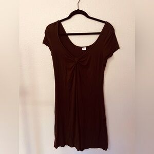 Three Dots Dark Brown Short Sleeve Dress